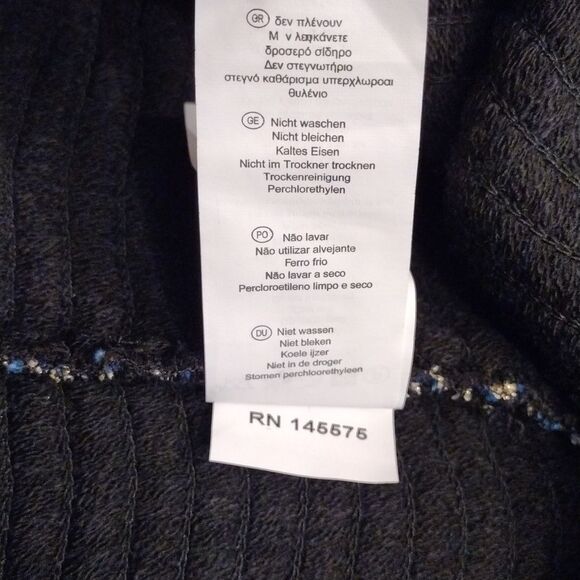 See U Soon, Flare Midi Knit Skirt, Size 6, Black w/ Blue & Silver Embroidery - Picture 6 of 8